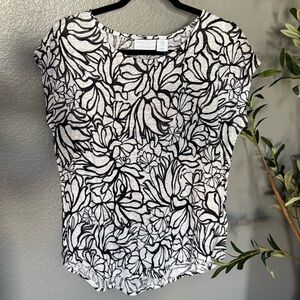 Martha Stewart 100% Linen Floral Abstract Blouse